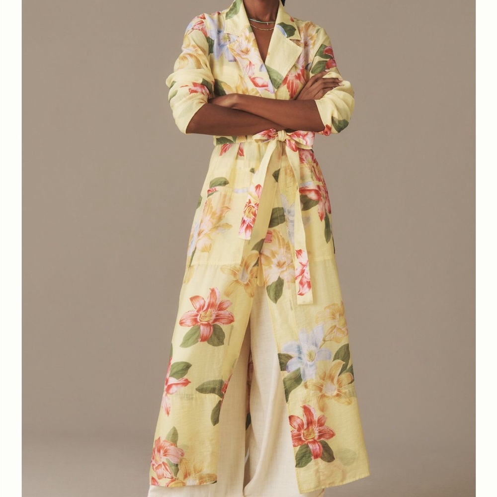 Maeve sheer printed floral trench